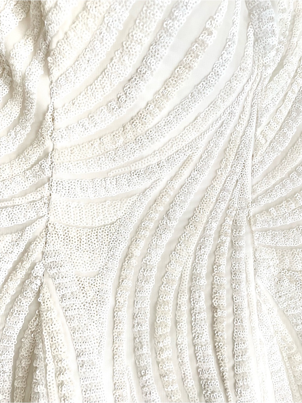 Halpern White Strapless Midi Dress with sequin waves, size XS / EU 34 - Picture 2 of 7